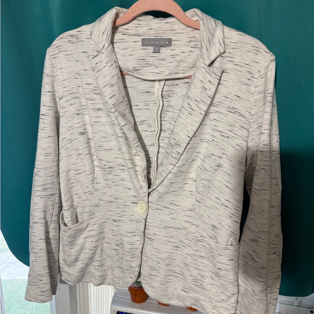 Olivia Moon Cream and Gray Women's Blazer